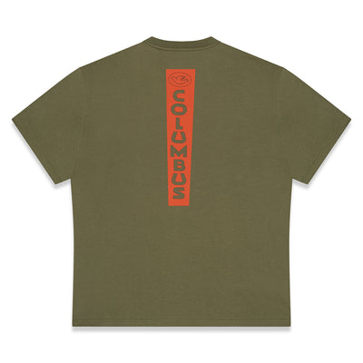 T-SHIRT COLUMBUS FORK STICKER ARMY GREEN