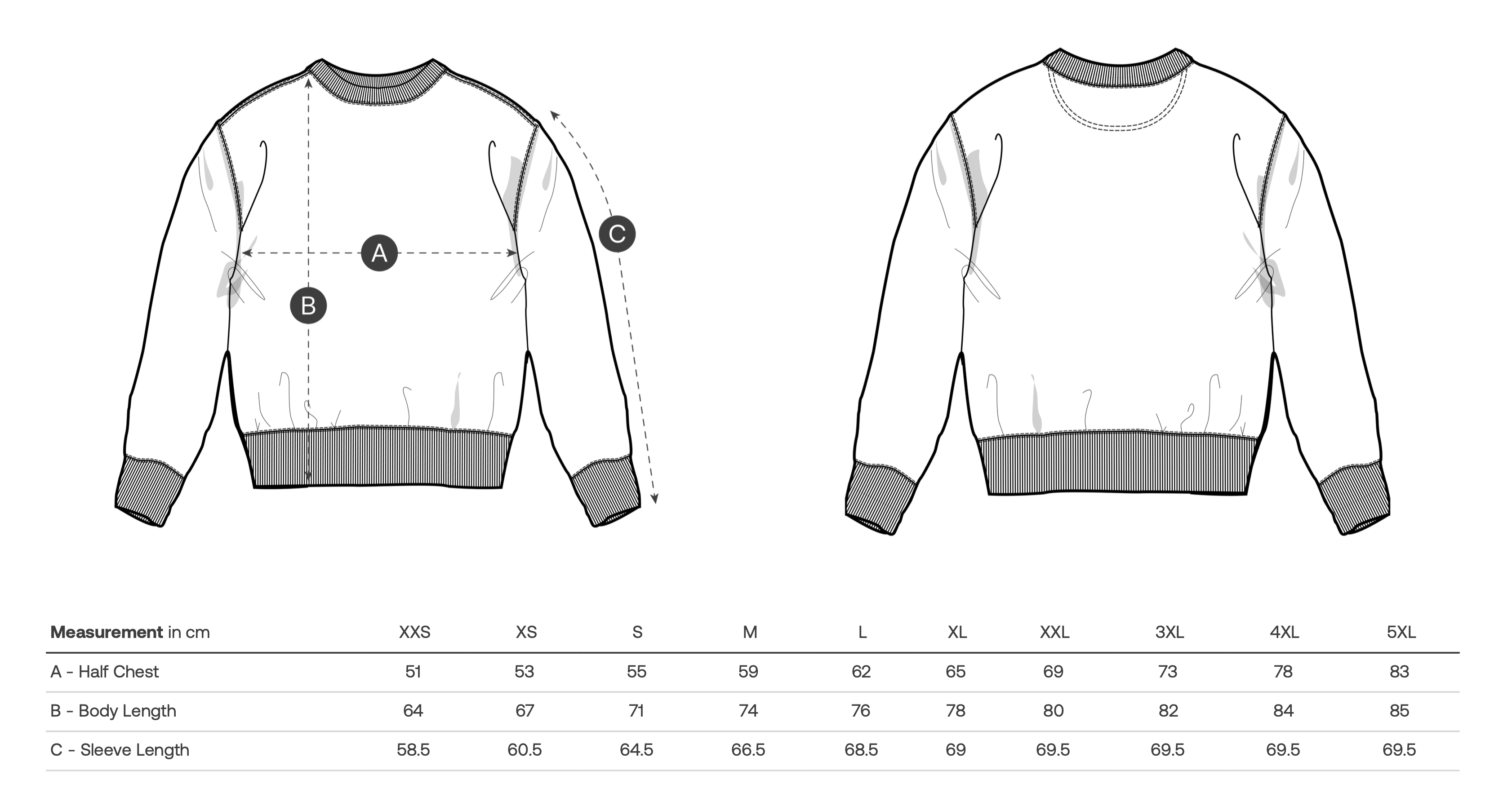 Size chart - Crewneck Sweatshirt Cinelli Milano Varsity